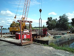 Fotos Bau der zweiten Stauanlage am Groen Meer (Heikeschloot) im Wasser 